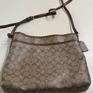 Coach Tan and Brown Signature Crossbody Bag